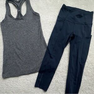 Lot of 2- Lululemon Fast And Free HR Crop 18" Leggings Size 2 & Tank Size 2/4